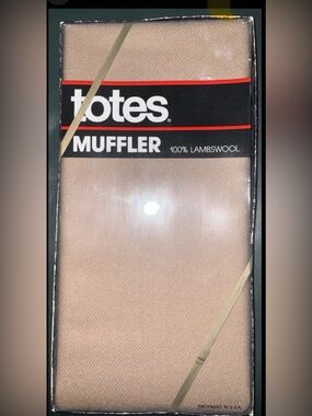 Totes 100% Lambswool Taupe/Tan Muffler Scarf - New In Box